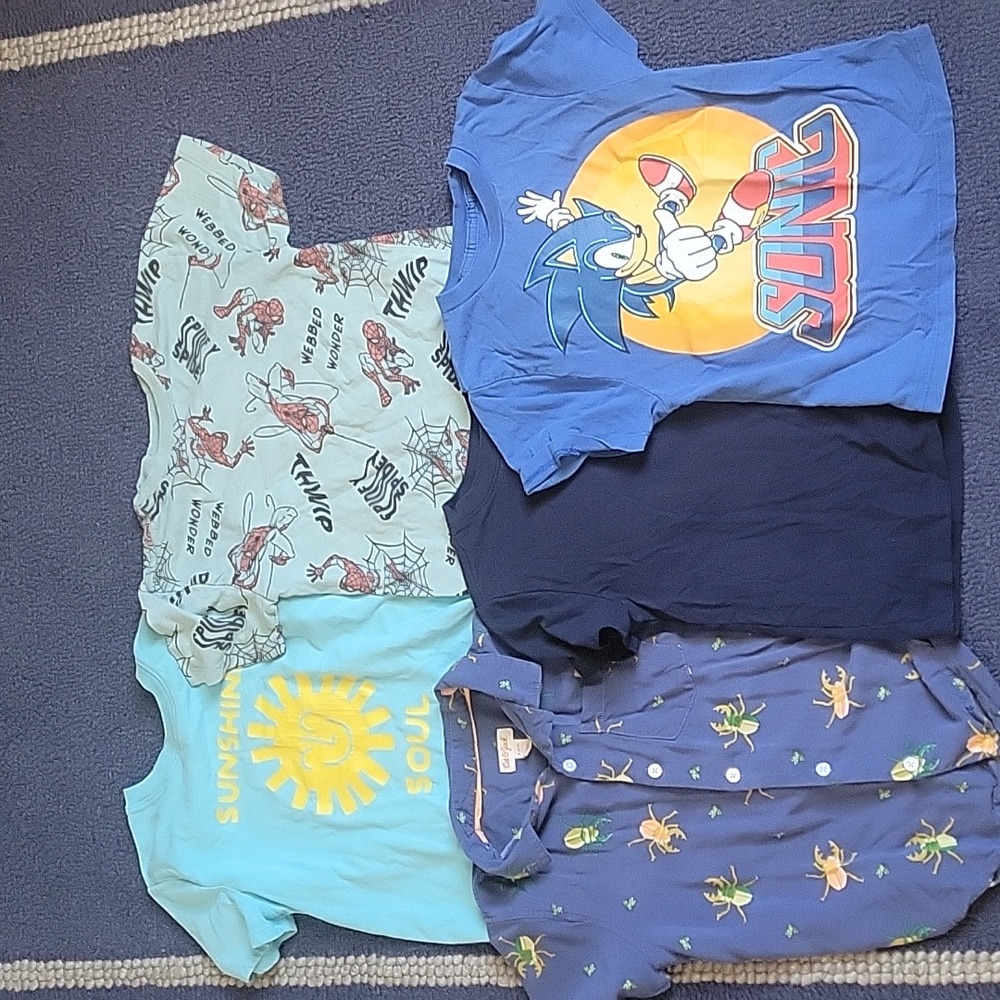 Boys Size Small 6-7 Shirts, Sonic, Spiderman
